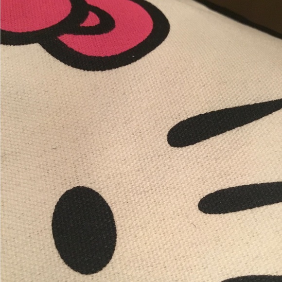 🆕 🩷🖤🩷 Canvas Tote / Hello Kitty Print / Two Black Straps / Zipper / HotPink - Picture 3 of 14